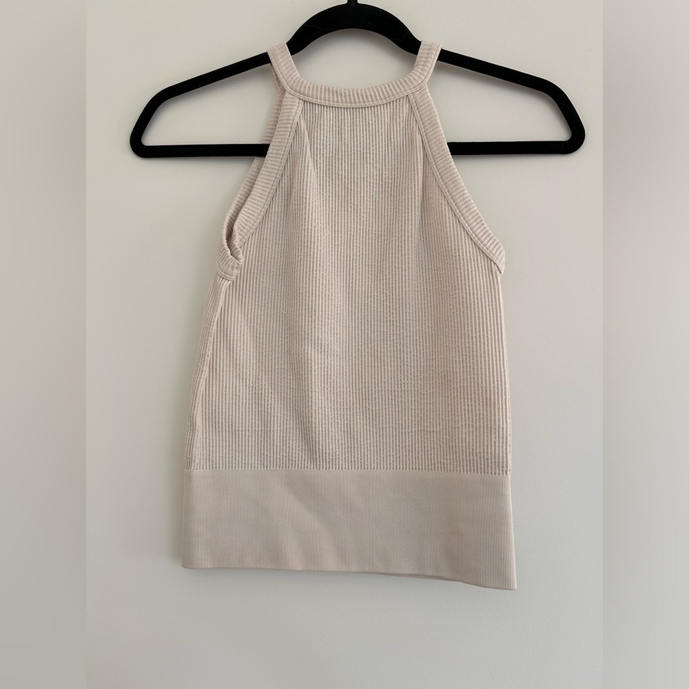 White Free People Intimately Ribbed High-Neck Crop Top - Size S